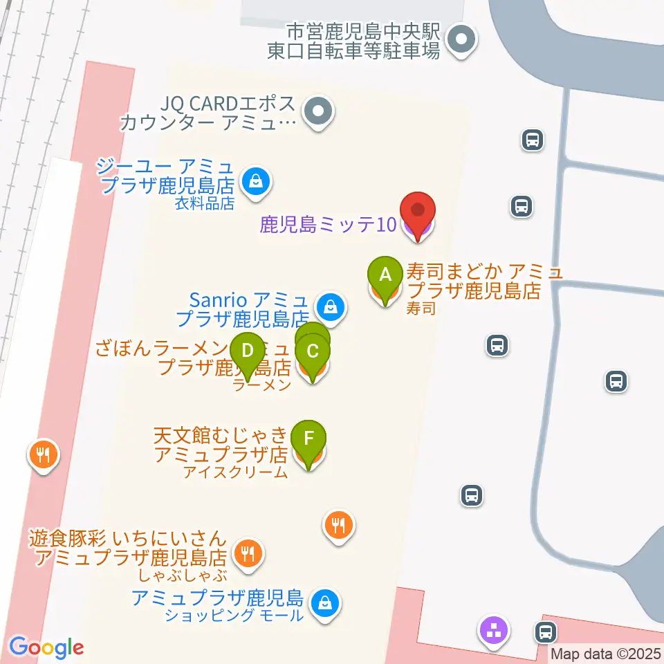 鹿児島ミッテ10周辺のファミレス・ファーストフード一覧地図