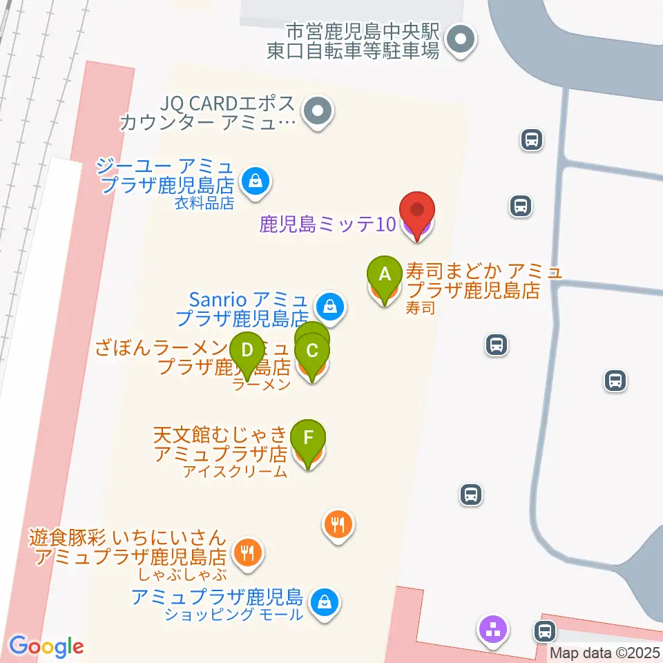 鹿児島ミッテ10周辺のファミレス・ファーストフード一覧地図