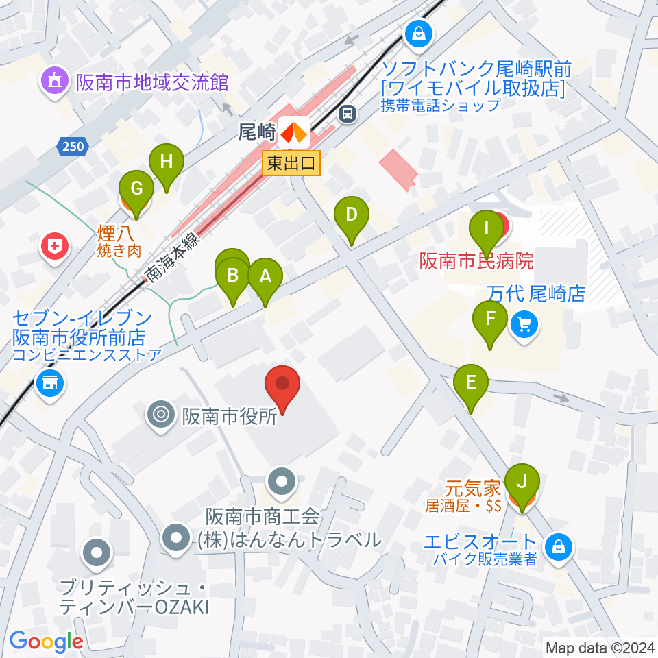 阪南市立文化センター サラダホール周辺のファミレス・ファーストフード一覧地図