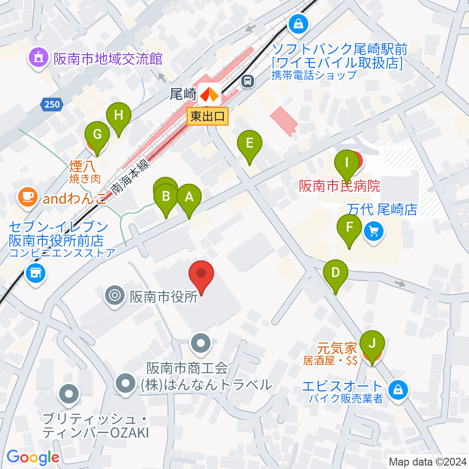 阪南市立文化センター サラダホール周辺のファミレス・ファーストフード一覧地図