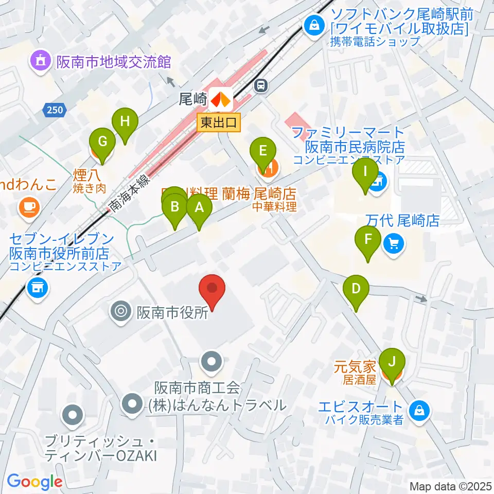 阪南市立文化センター サラダホール周辺のファミレス・ファーストフード一覧地図
