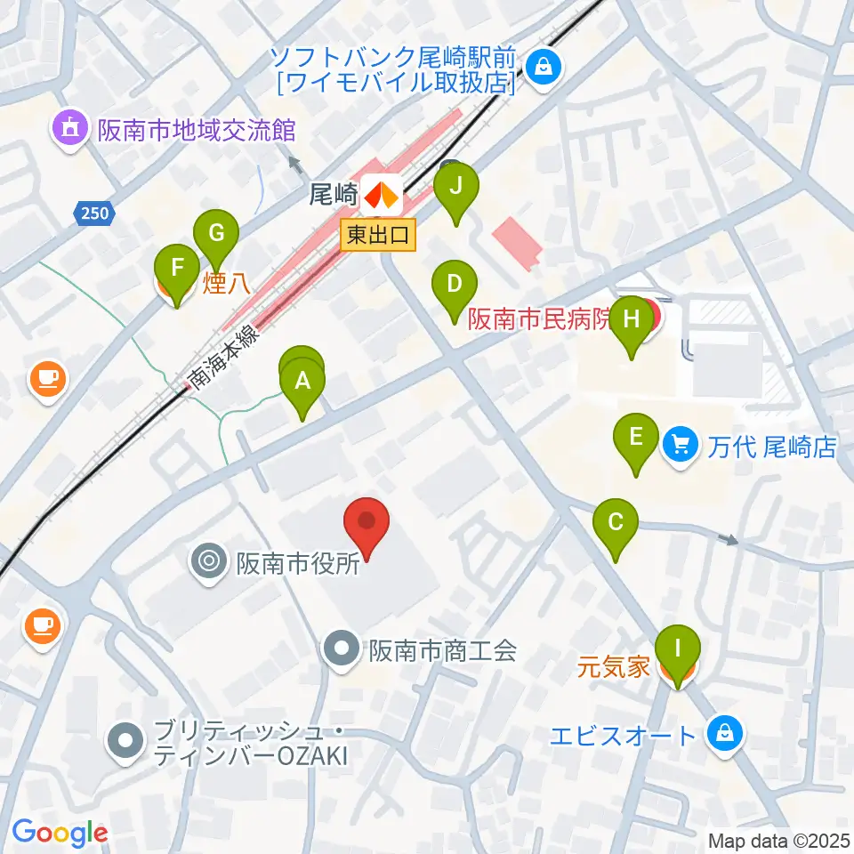 阪南市立文化センター サラダホール周辺のファミレス・ファーストフード一覧地図