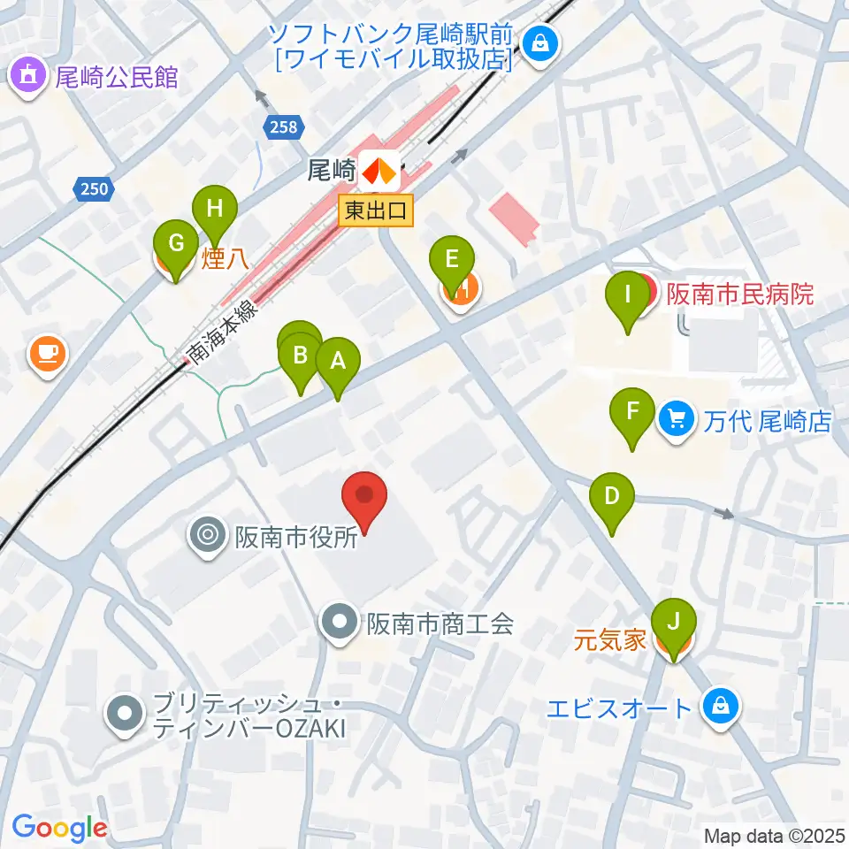 阪南市立文化センター サラダホール周辺のファミレス・ファーストフード一覧地図