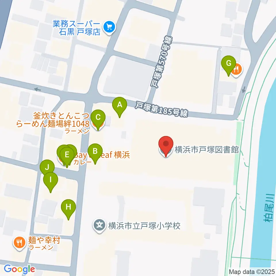 戸塚公会堂周辺のファミレス・ファーストフード一覧地図