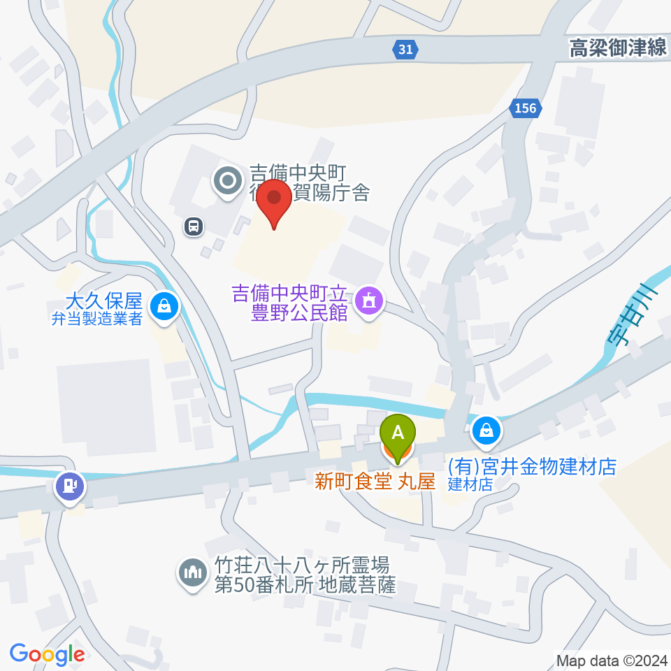 ロマン高原かよう総合会館周辺のファミレス・ファーストフード一覧地図