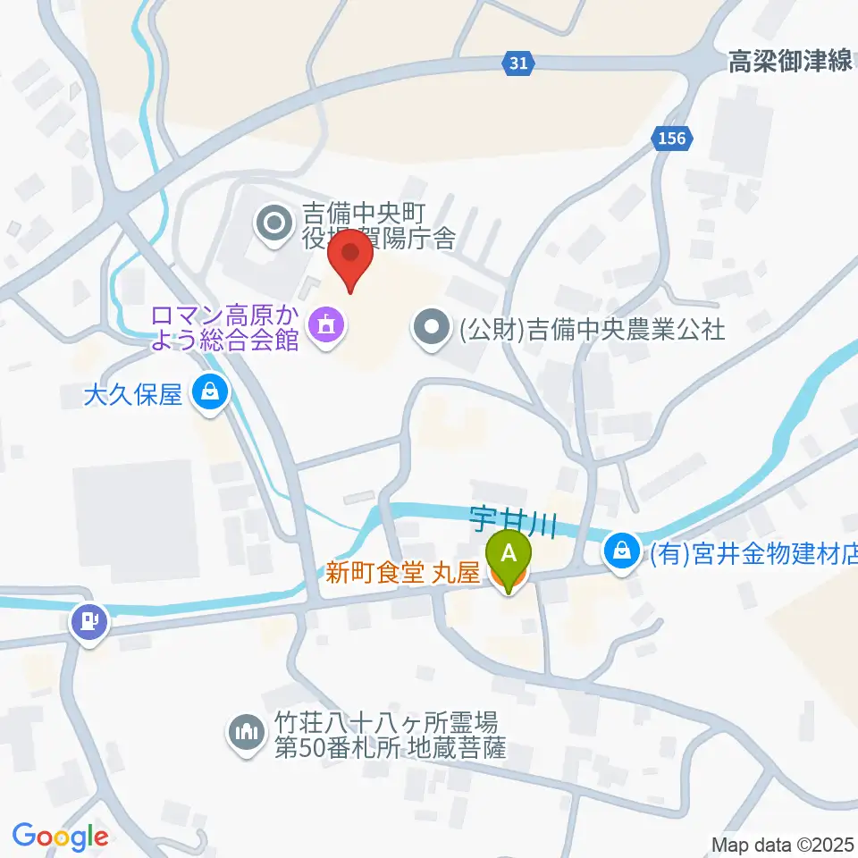 ロマン高原かよう総合会館周辺のファミレス・ファーストフード一覧地図