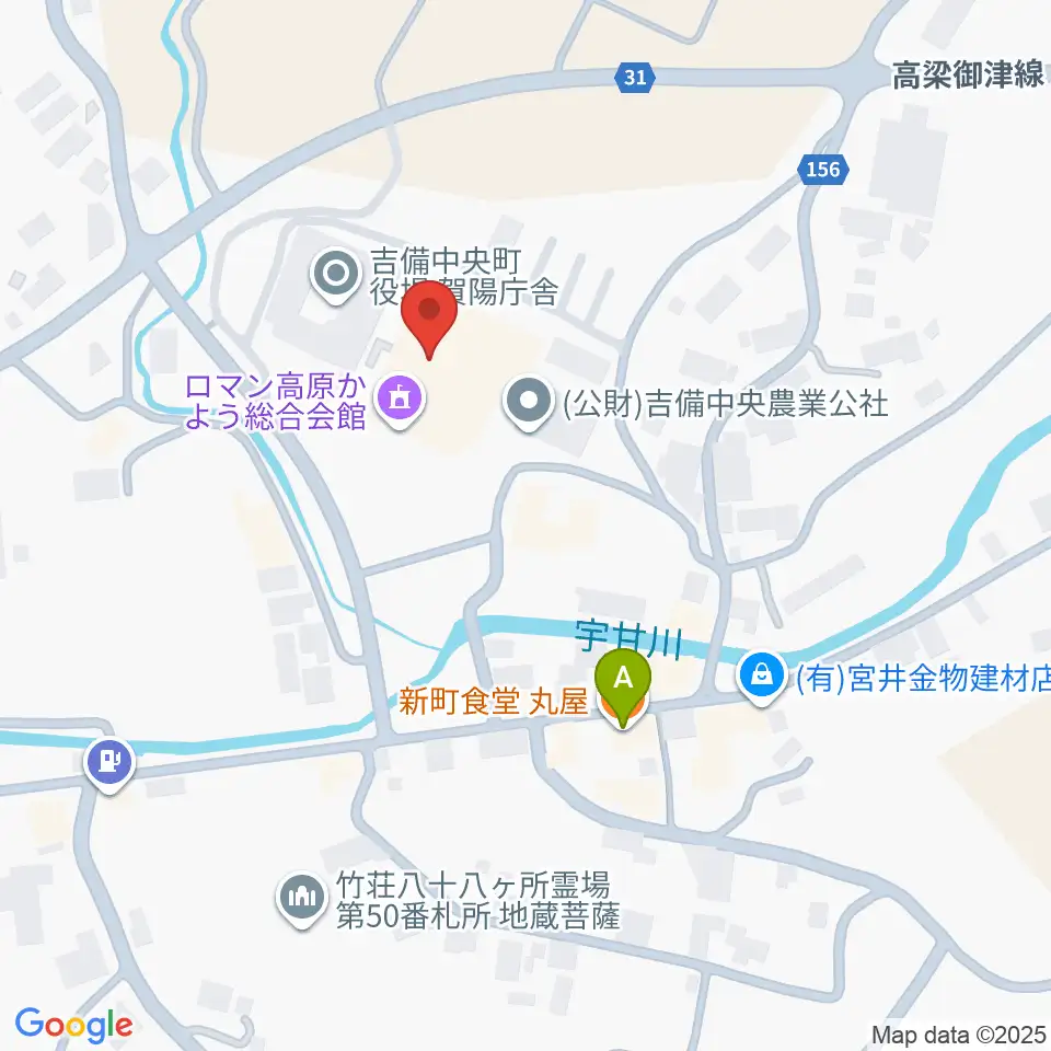 ロマン高原かよう総合会館周辺のファミレス・ファーストフード一覧地図