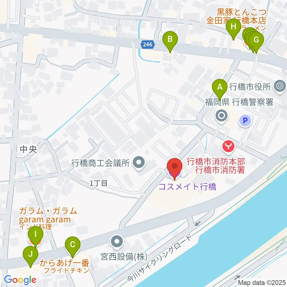 コスメイト行橋周辺のファミレス・ファーストフード一覧地図