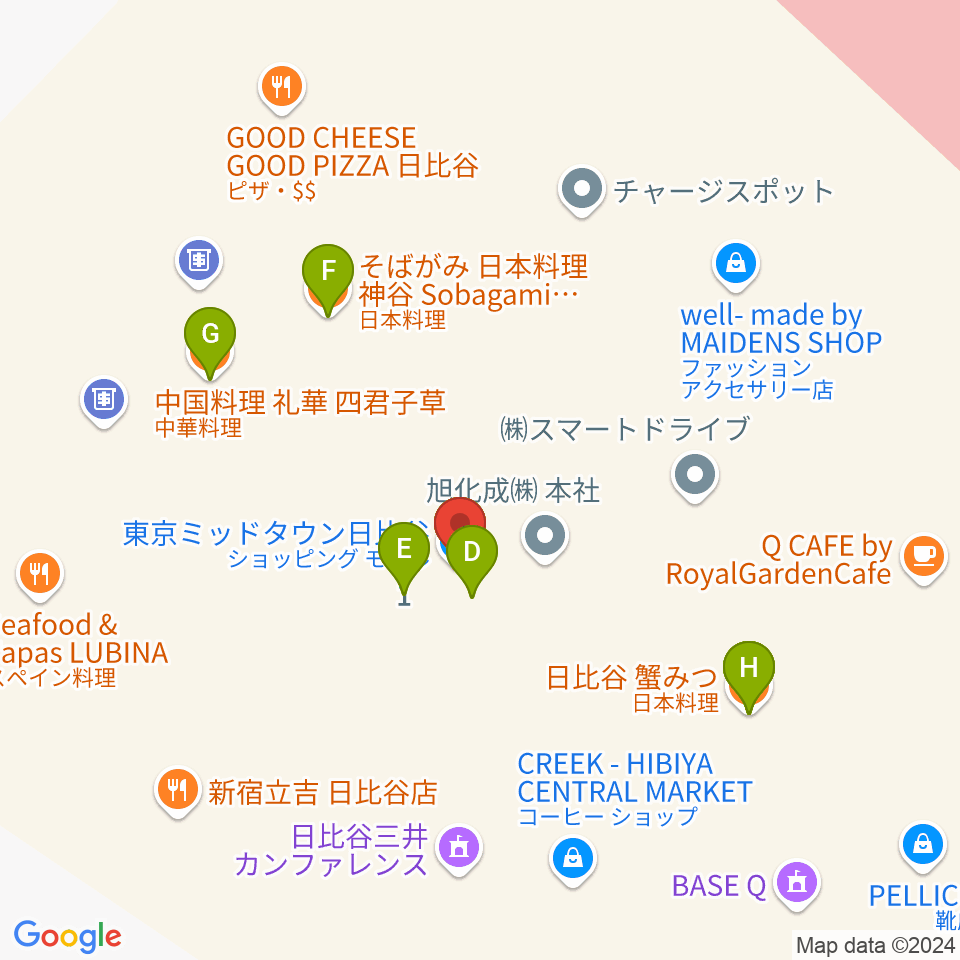 TOHOシネマズ日比谷周辺のファミレス・ファーストフード一覧地図