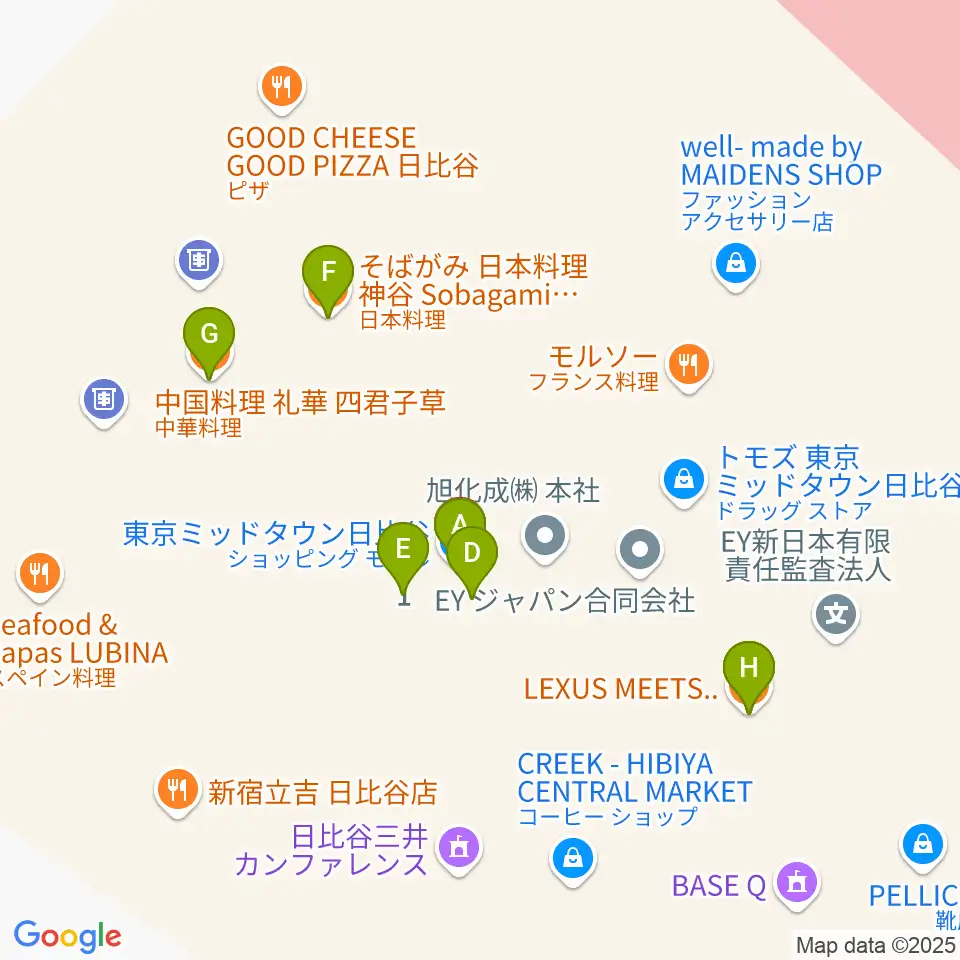 TOHOシネマズ日比谷周辺のファミレス・ファーストフード一覧地図
