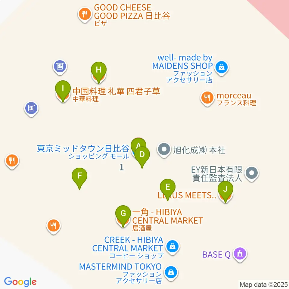 TOHOシネマズ日比谷周辺のファミレス・ファーストフード一覧地図