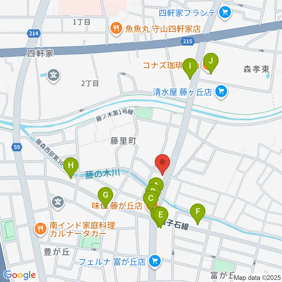 藤が丘ムーンストーン周辺のファミレス・ファーストフード一覧地図