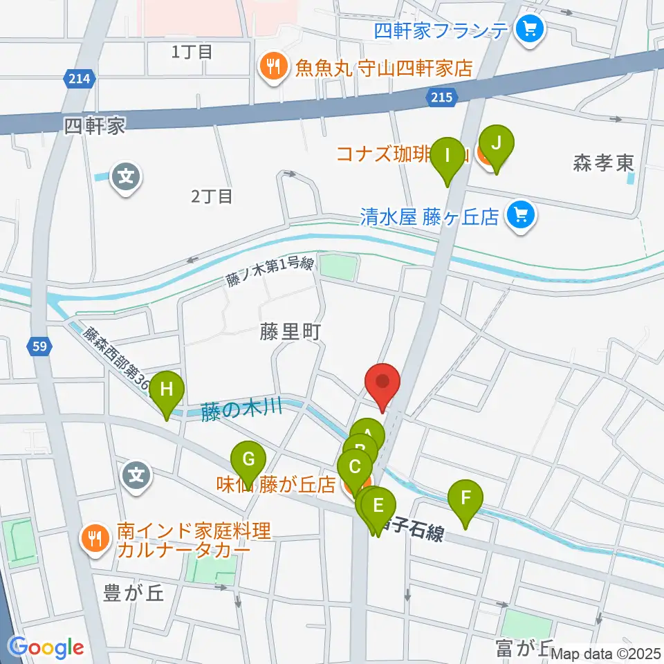 藤が丘ムーンストーン周辺のファミレス・ファーストフード一覧地図