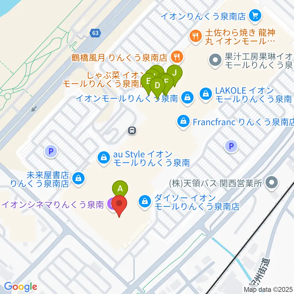 イオンシネマりんくう泉南周辺のファミレス・ファーストフード一覧地図