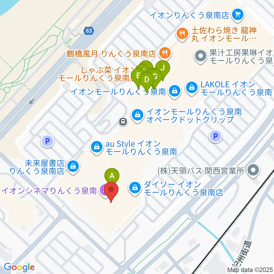 イオンシネマりんくう泉南周辺のファミレス・ファーストフード一覧地図