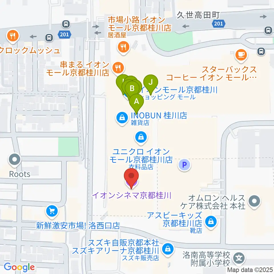 イオンシネマ京都桂川周辺のファミレス・ファーストフード一覧地図