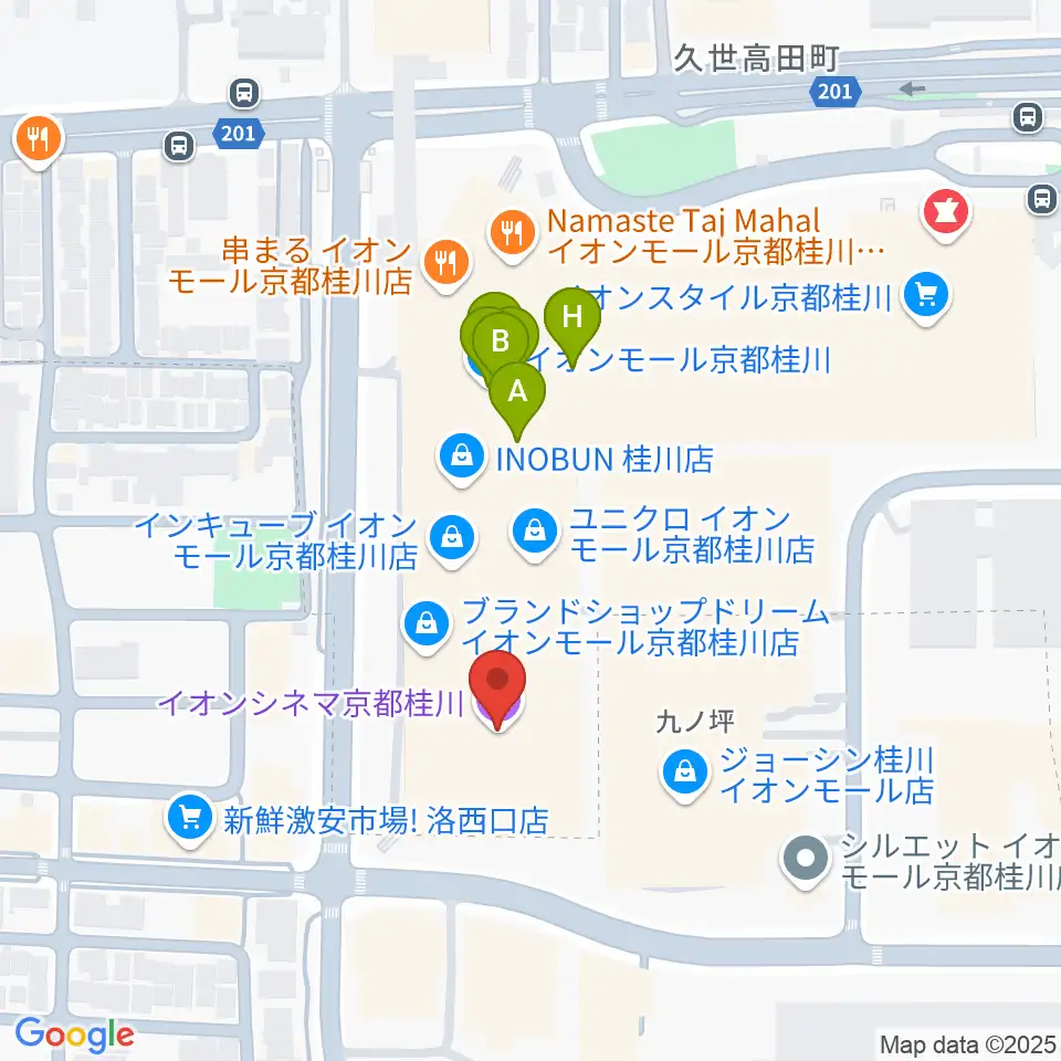 イオンシネマ京都桂川周辺のファミレス・ファーストフード一覧地図
