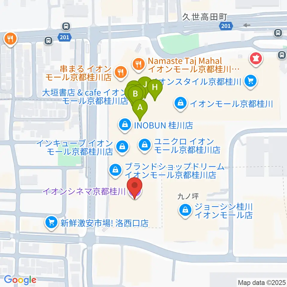 イオンシネマ京都桂川周辺のファミレス・ファーストフード一覧地図