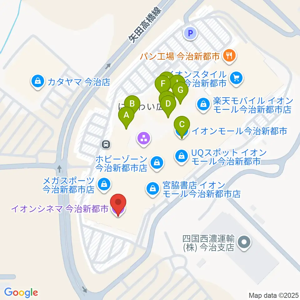 イオンシネマ今治新都市周辺のファミレス・ファーストフード一覧地図