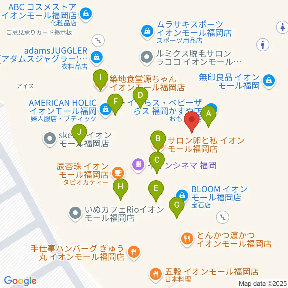 イオンシネマ福岡周辺のファミレス・ファーストフード一覧地図