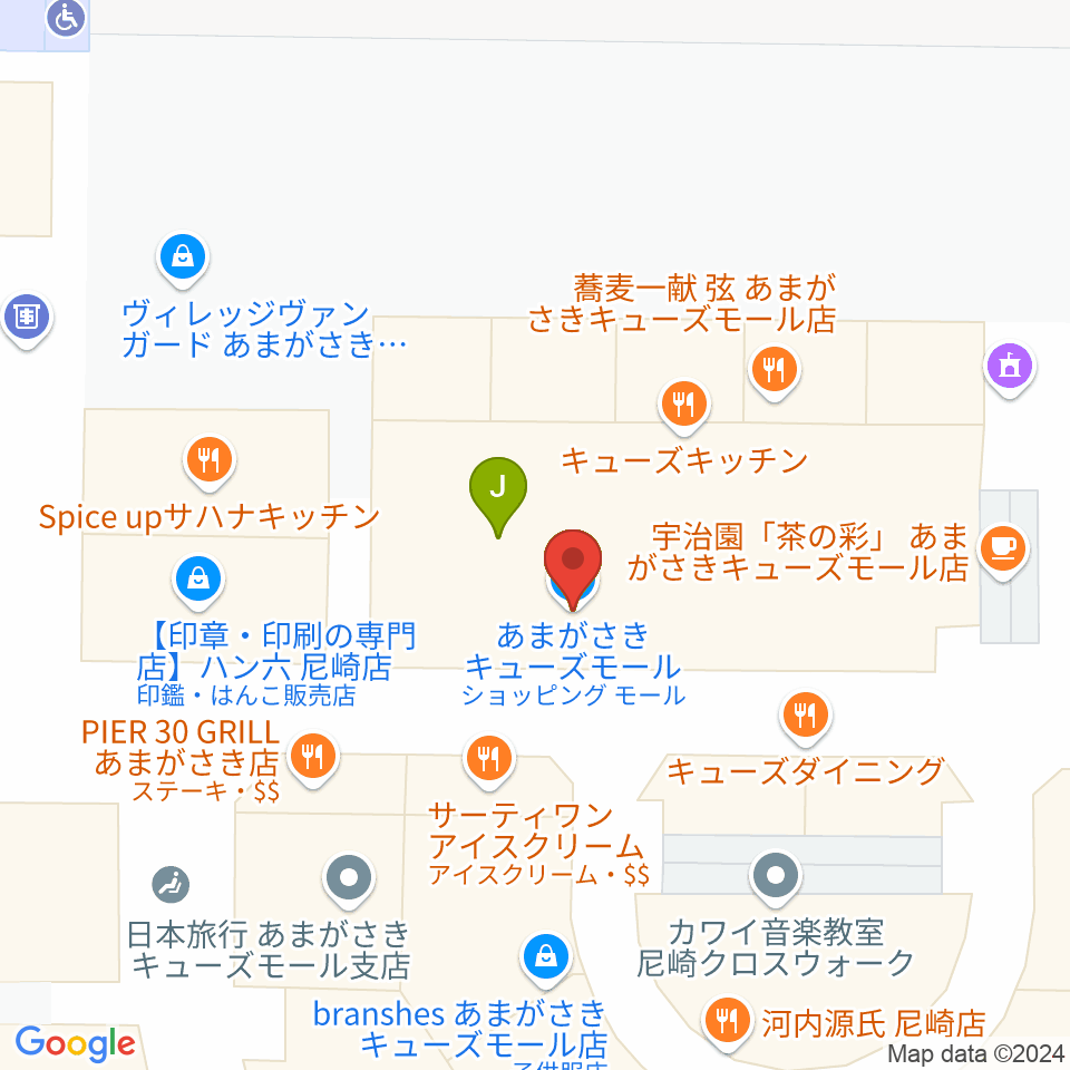 MOVIXあまがさき周辺のファミレス・ファーストフード一覧地図