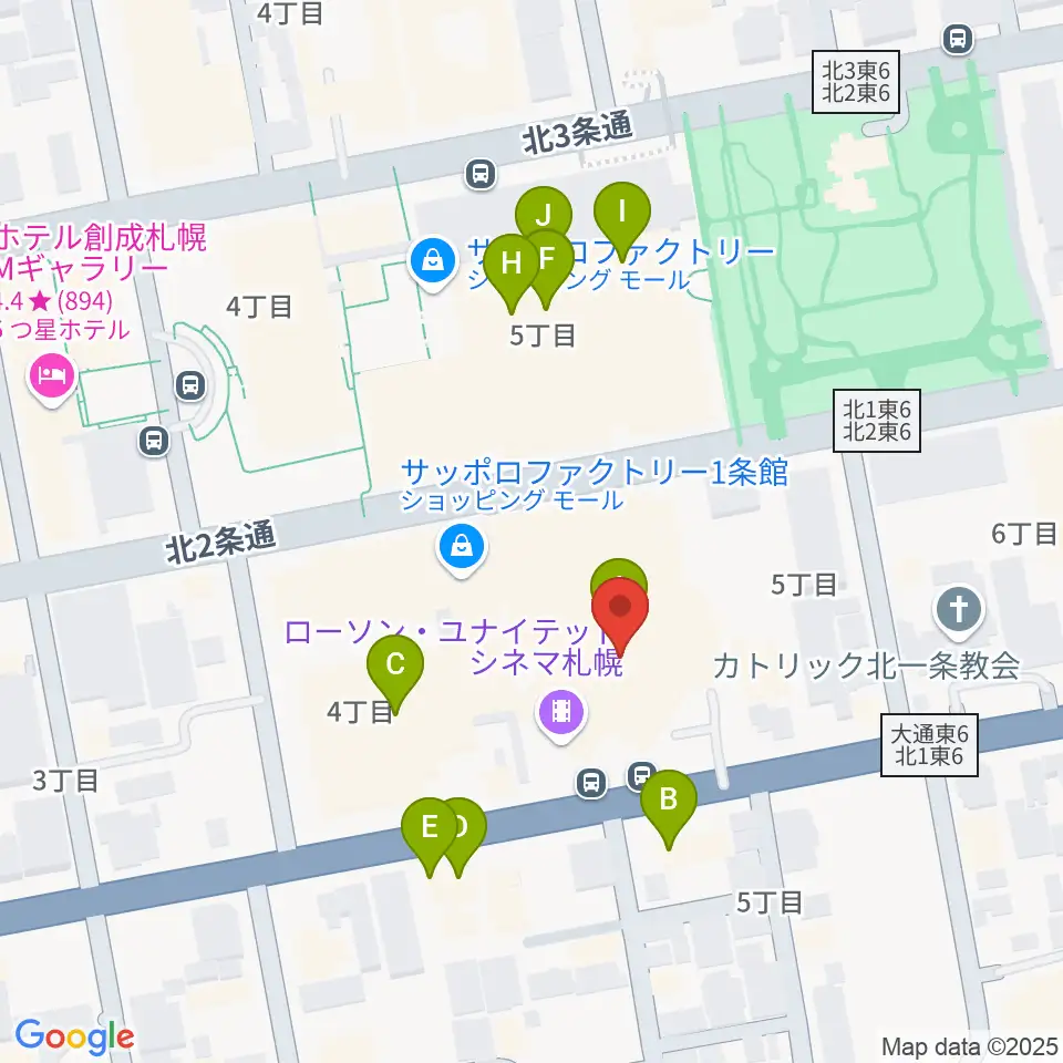 ローソン・ユナイテッドシネマ札幌周辺のファミレス・ファーストフード一覧地図