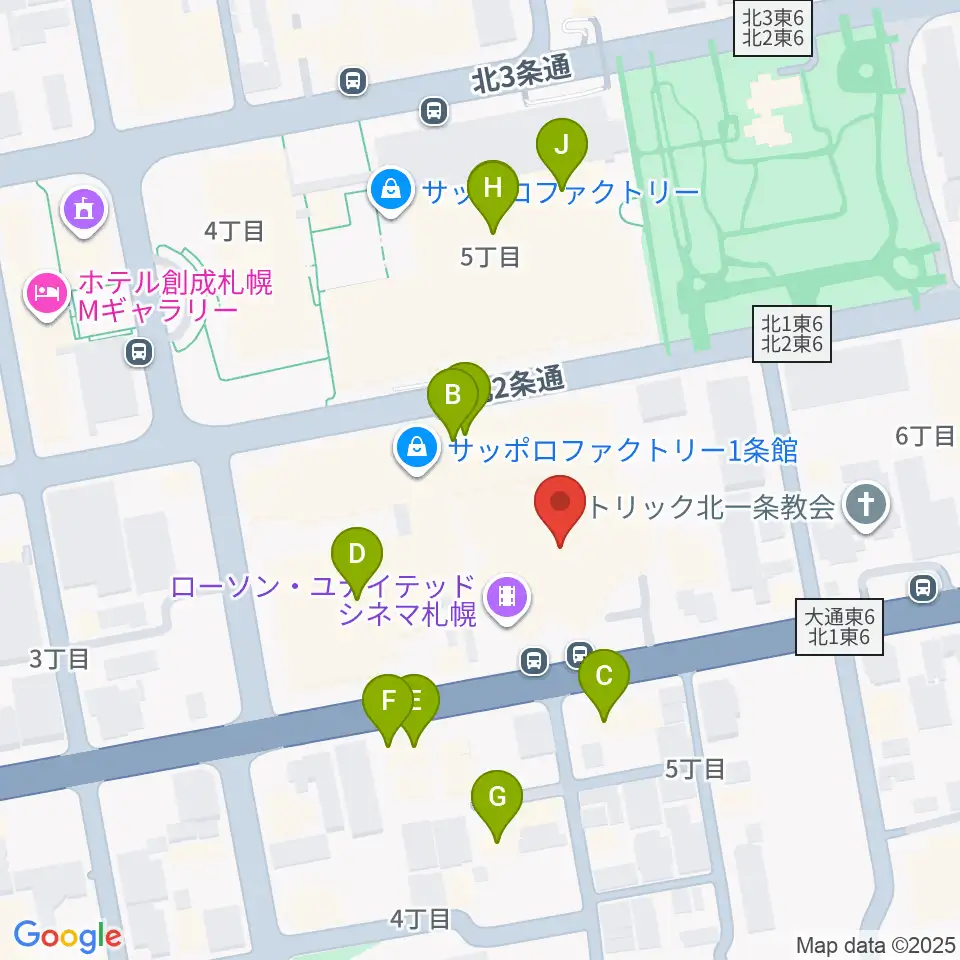 ローソン・ユナイテッドシネマ札幌周辺のファミレス・ファーストフード一覧地図