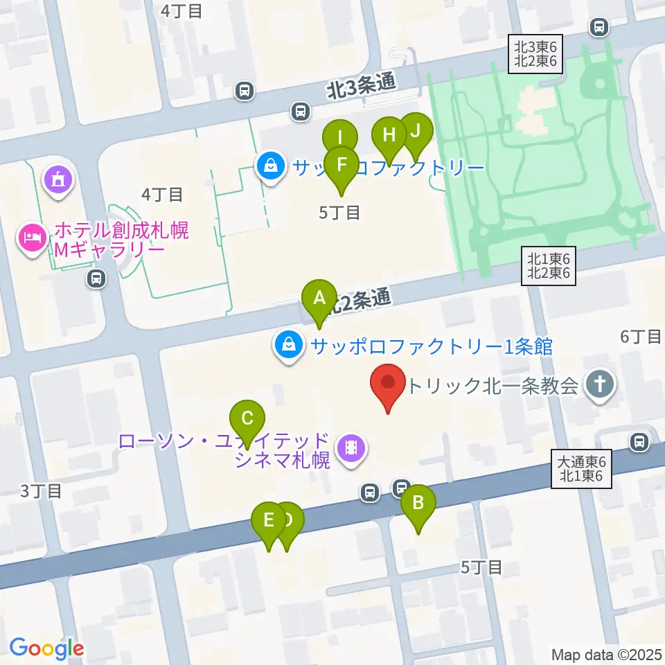 ローソン・ユナイテッドシネマ札幌周辺のファミレス・ファーストフード一覧地図