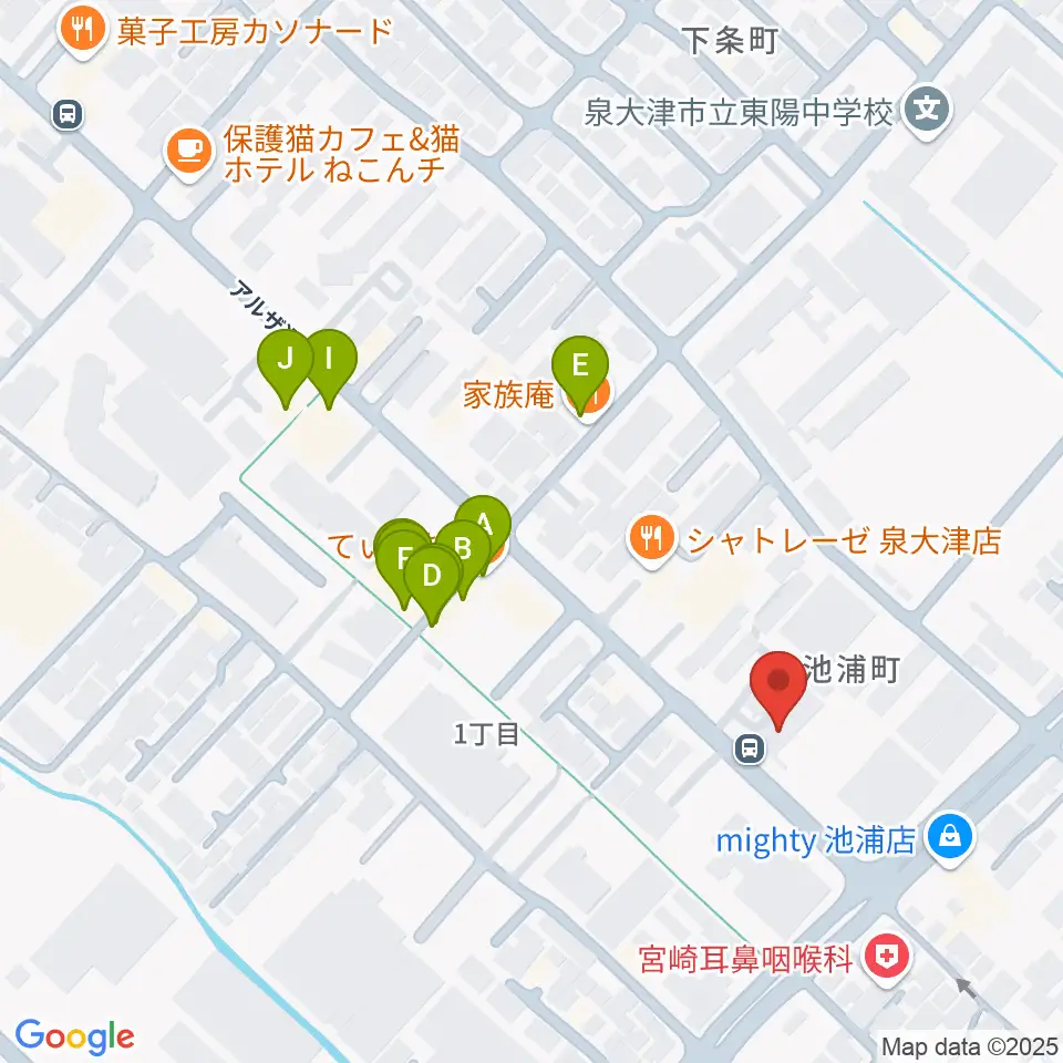 FMいずみおおつ周辺のファミレス・ファーストフード一覧地図
