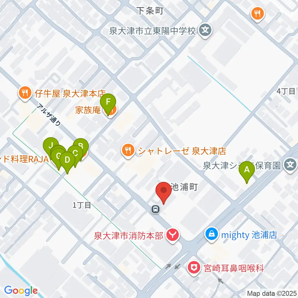 FMいずみおおつ周辺のファミレス・ファーストフード一覧地図