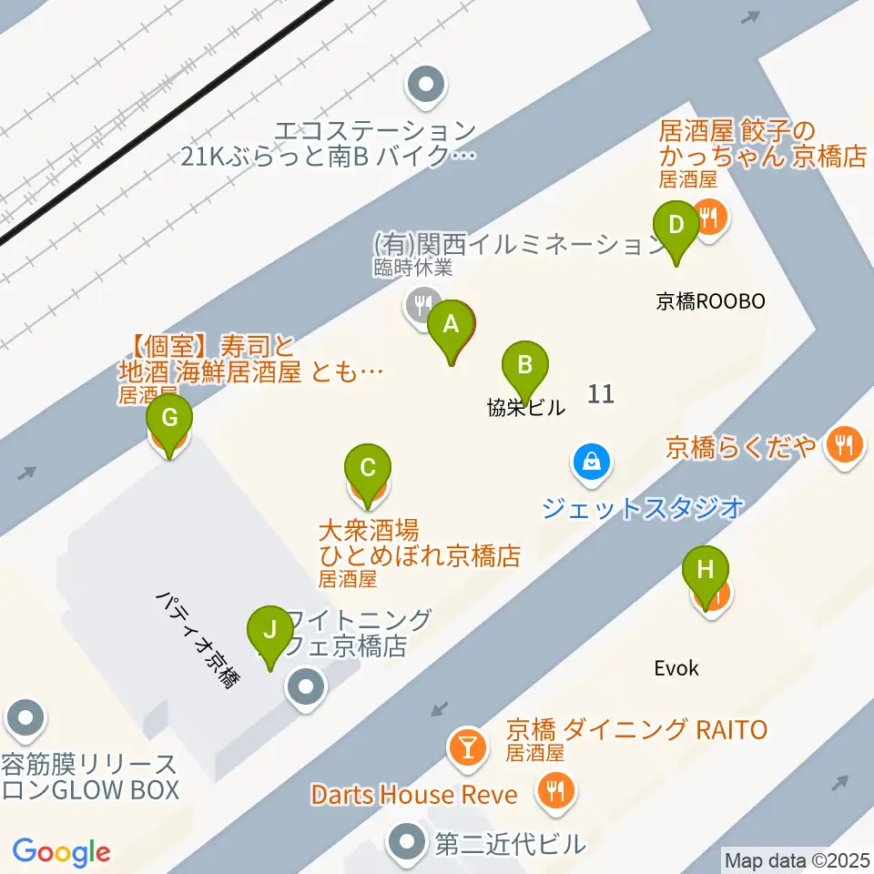 Jet Studio周辺のファミレス・ファーストフード一覧地図