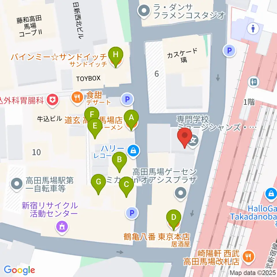 MI TOKYO周辺のファミレス・ファーストフード一覧地図