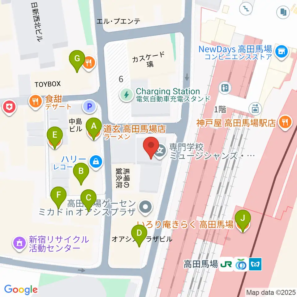 MI TOKYO周辺のファミレス・ファーストフード一覧地図