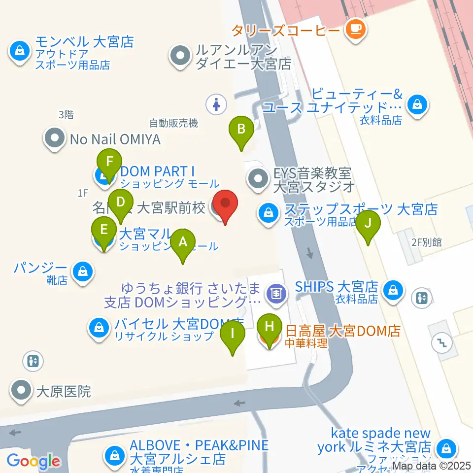 スパークリングスタジオ大宮周辺のファミレス・ファーストフード一覧地図