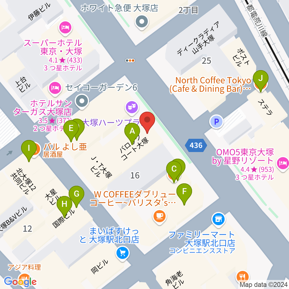 大塚Hearts Next周辺のファミレス・ファーストフード一覧地図