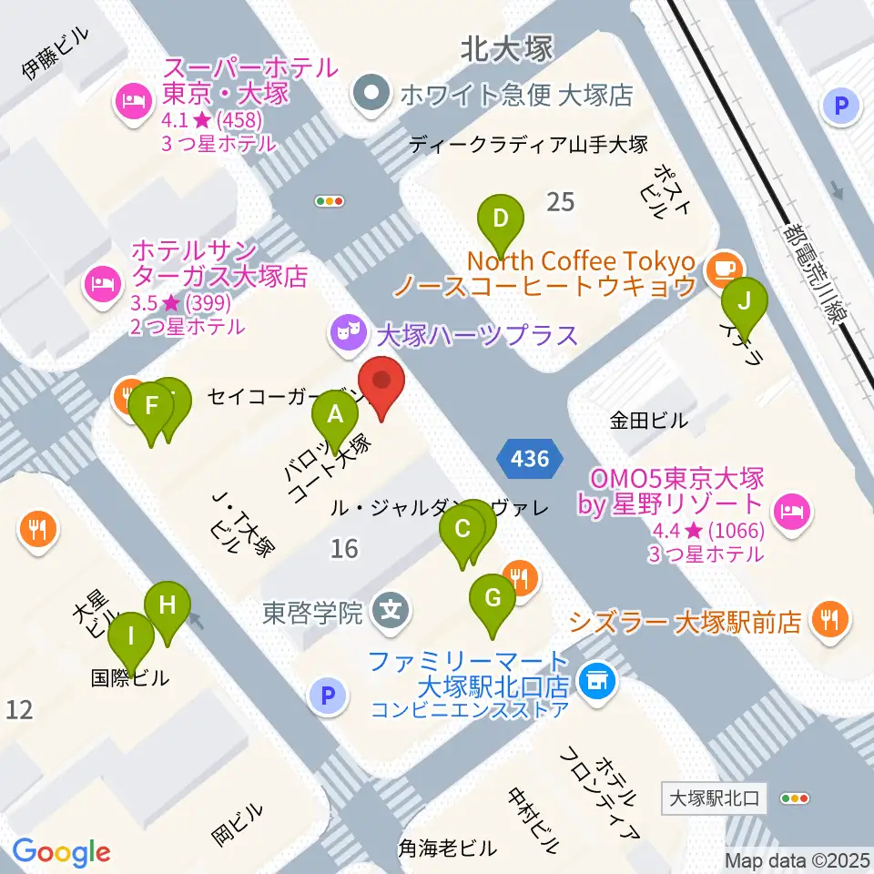 大塚Hearts Next周辺のファミレス・ファーストフード一覧地図