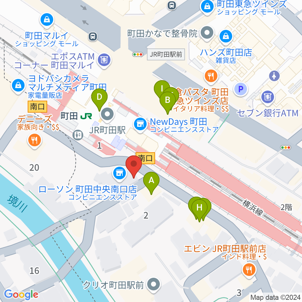 町田クラシックス周辺のファミレス・ファーストフード一覧地図