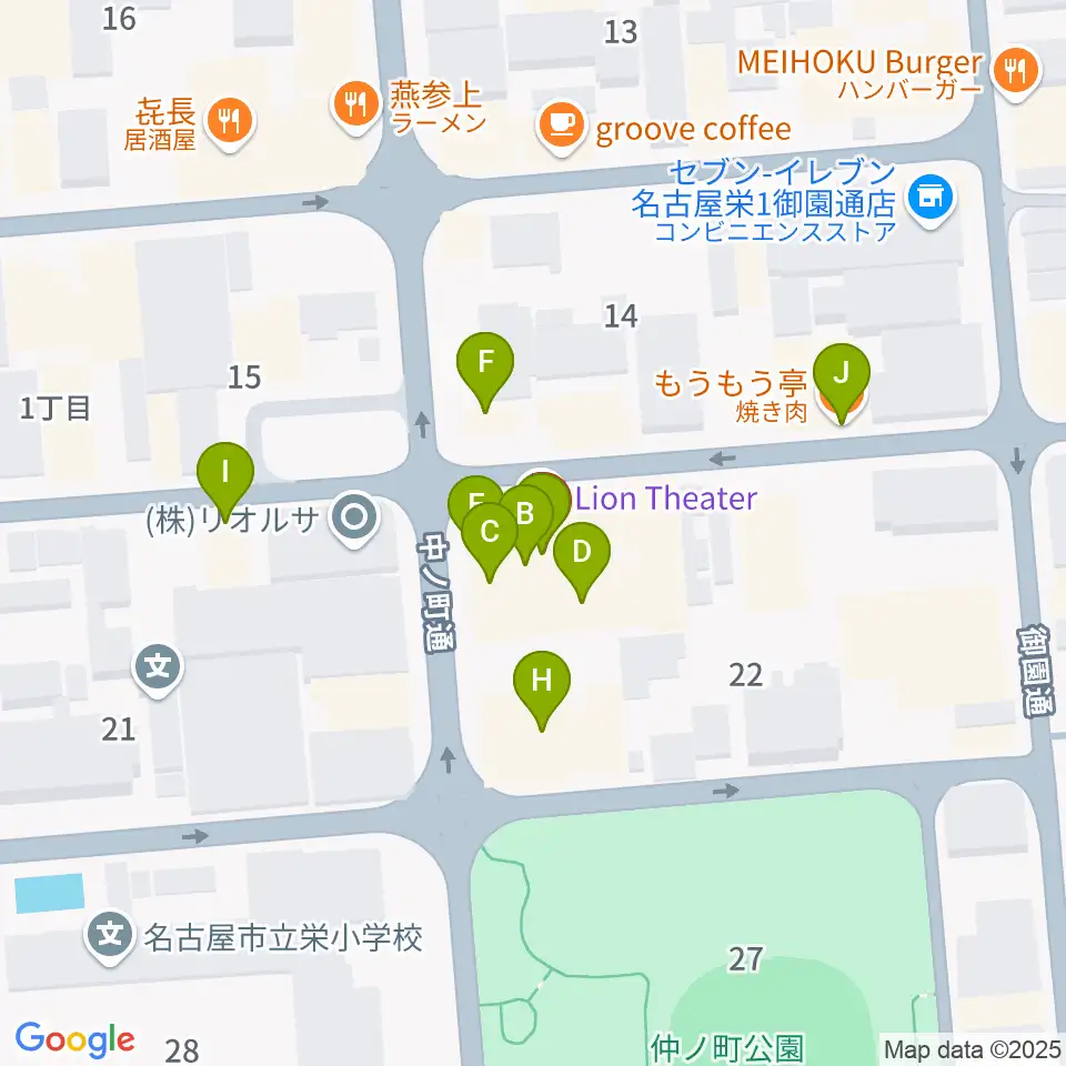 伏見ライオンシアター周辺のファミレス・ファーストフード一覧地図