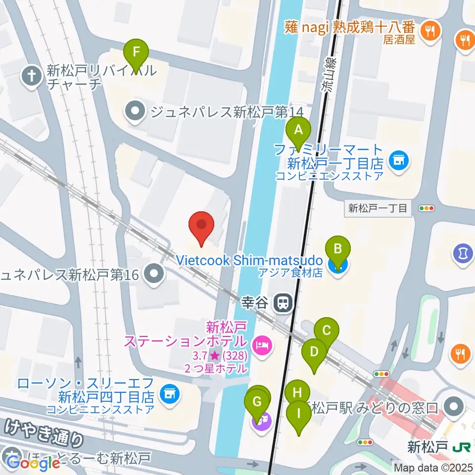 スタジオパックス新松戸店周辺のファミレス・ファーストフード一覧地図