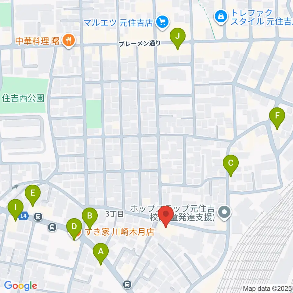 島倉学ミュージックスクール周辺のファミレス・ファーストフード一覧地図