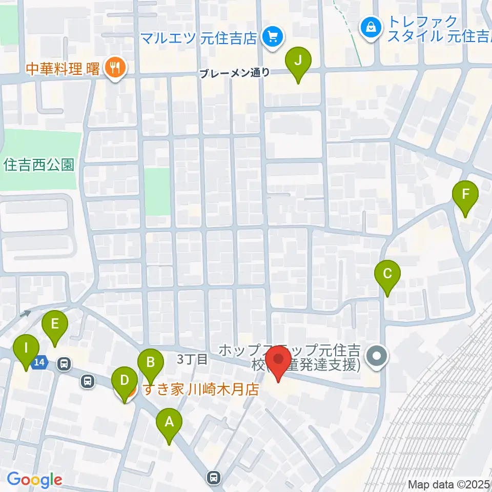 島倉学ミュージックスクール周辺のファミレス・ファーストフード一覧地図