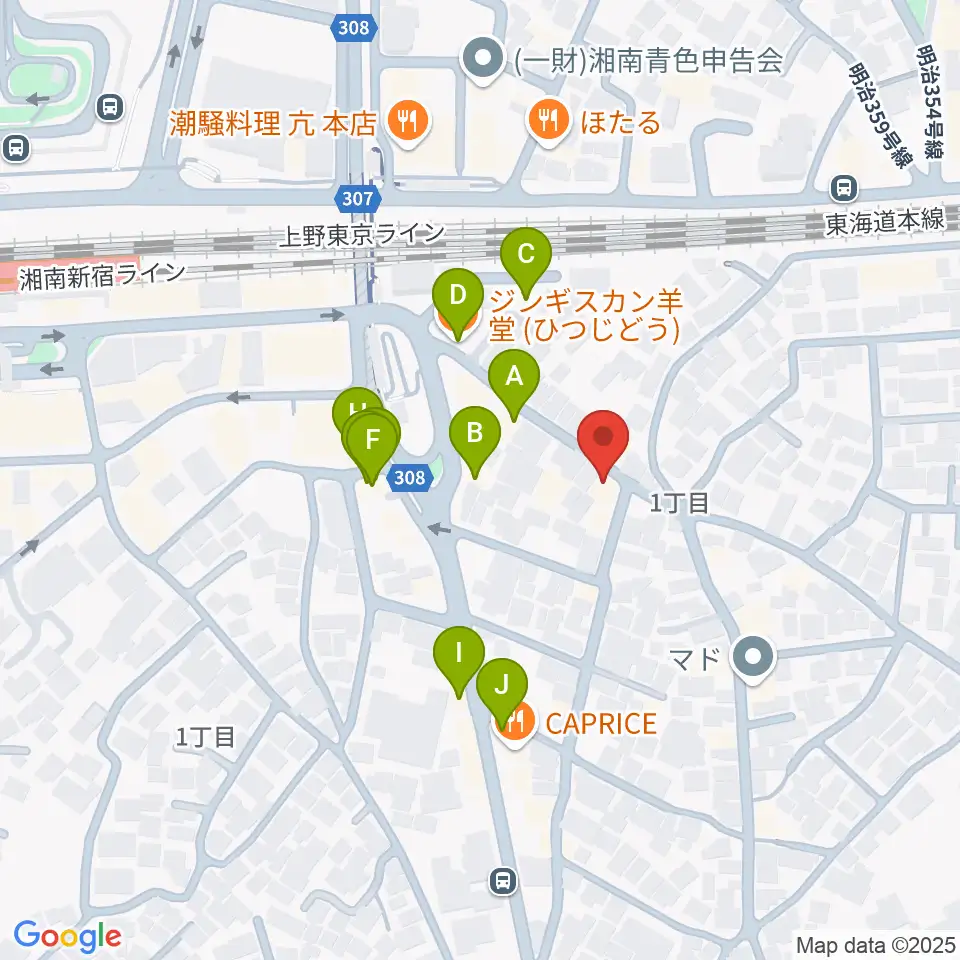 木管楽器修理工房 岡田周辺のファミレス・ファーストフード一覧地図