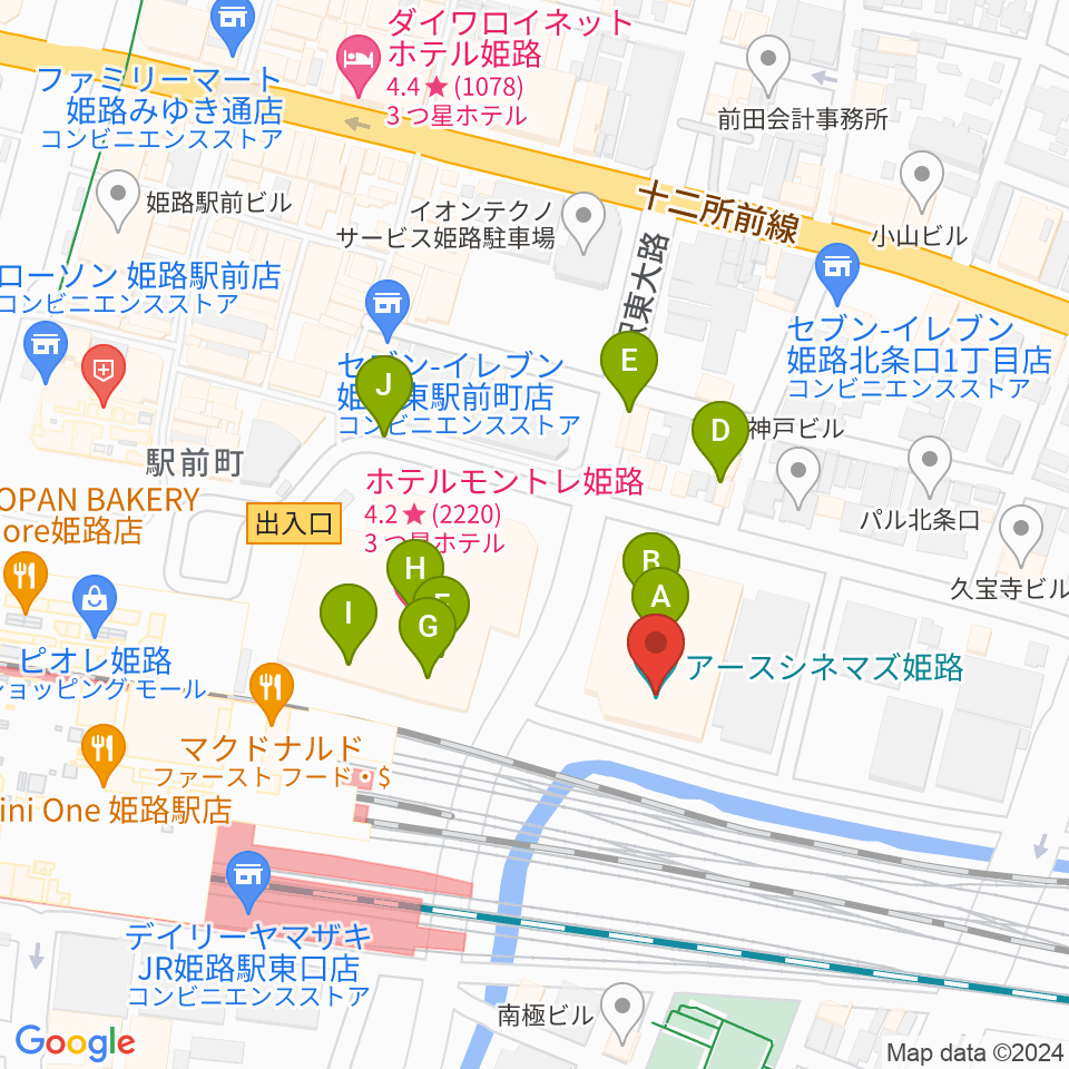アースシネマズ姫路周辺のファミレス・ファーストフード一覧地図