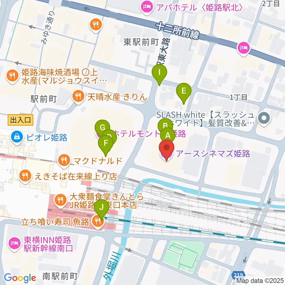 アースシネマズ姫路周辺のファミレス・ファーストフード一覧地図