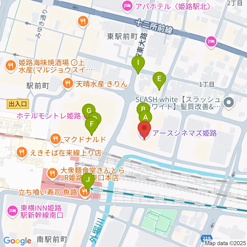 アースシネマズ姫路周辺のファミレス・ファーストフード一覧地図