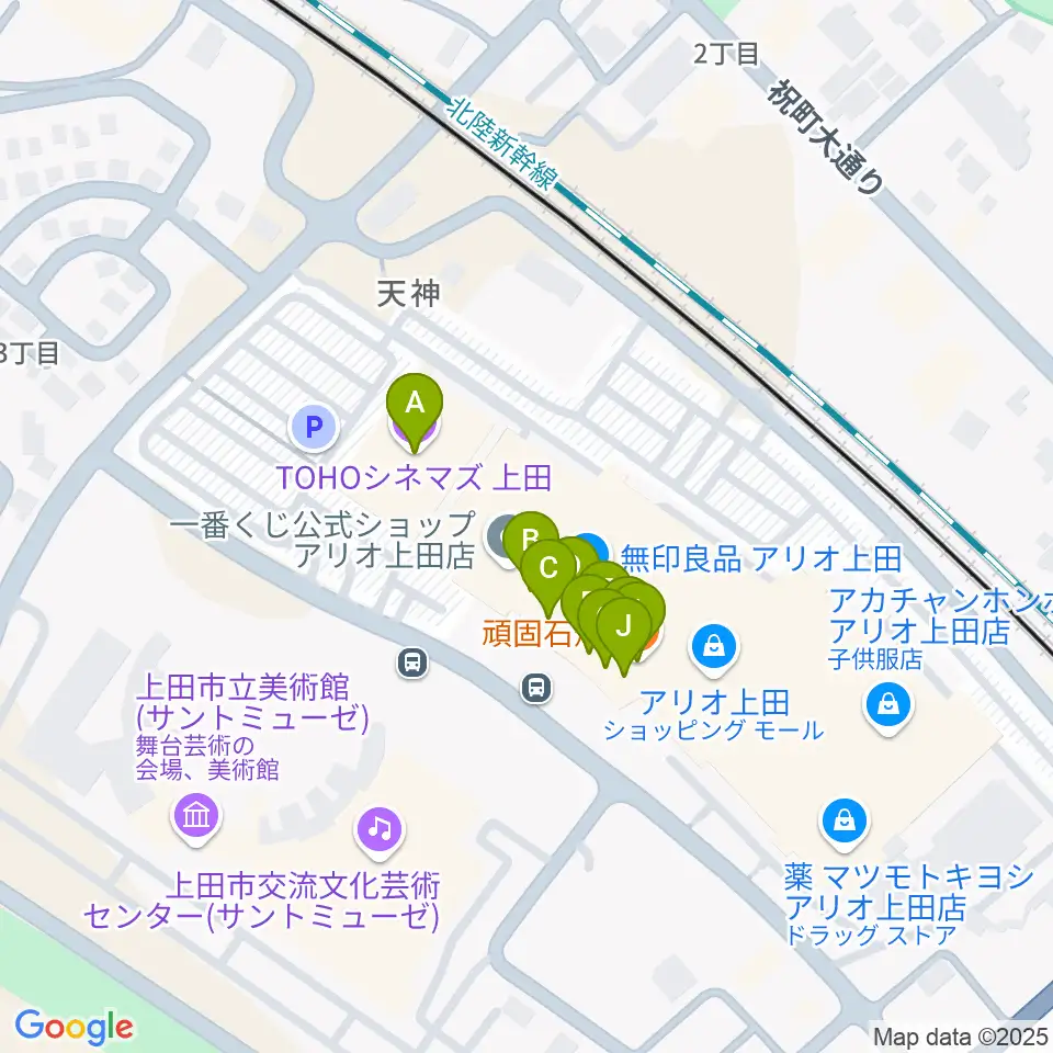 TOHOシネマズ上田周辺のファミレス・ファーストフード一覧地図