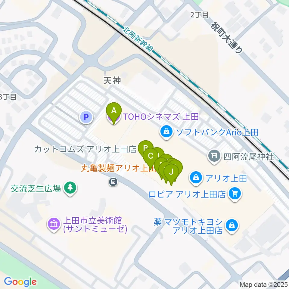 TOHOシネマズ上田周辺のファミレス・ファーストフード一覧地図