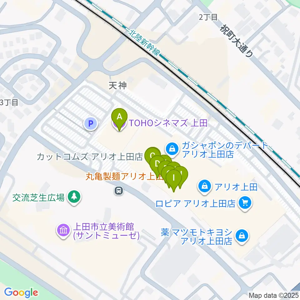TOHOシネマズ上田周辺のファミレス・ファーストフード一覧地図