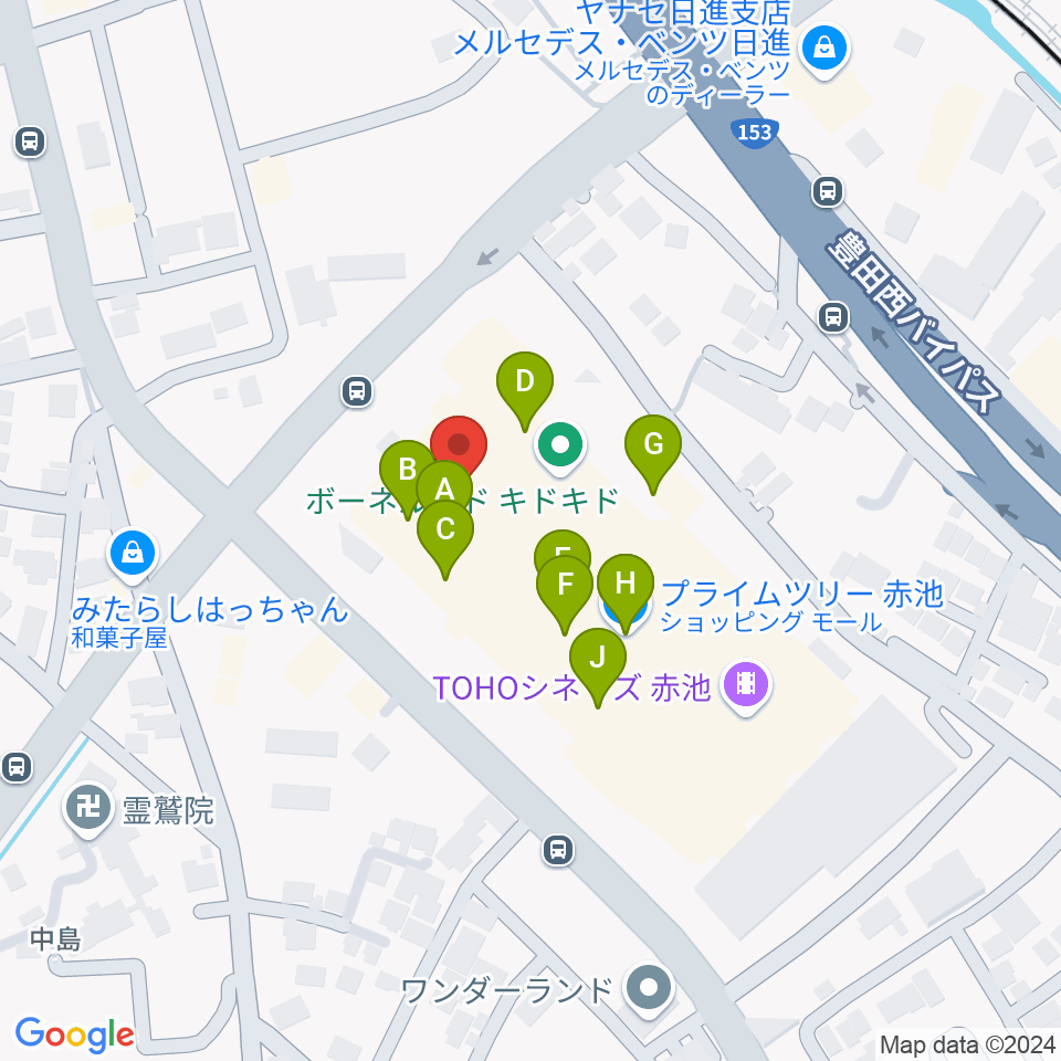 TOHOシネマズ赤池周辺のファミレス・ファーストフード一覧地図