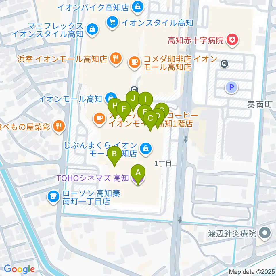 TOHOシネマズ高知周辺のファミレス・ファーストフード一覧地図